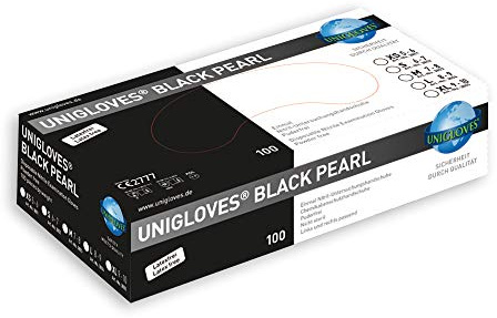 UNIGLOVES, **Schwarz** Nitril Einmal- Untersuchungshandschuh, Größe XS (1x100 Stück)