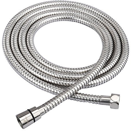 HOMEIDEAS 2.5m/98 Anti-Kink Leakproof Stainless Steel Shower Hose, with Solid Brass Connector & 2 Washers, Polished Chrome
