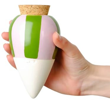Pepin | Olla Terre Cuite à Planter | Arrosage Automatique et Ecologique pour Plante d'Intérieur et d'Extérieur | Irrigation Naturelle | Autonomie d'Environ 1 Semaine | OYA Rayé Vert et Lilas 25cl