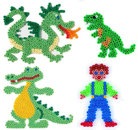 Happy Price Toys Midi Stiftplatten Set 28 - Abenteuer Set - Drache,Dino,Krokodil,Junge + 100 Gratis Perlen