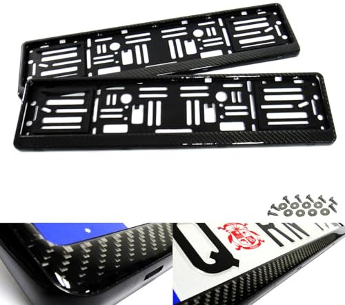 2X 3D-Kohlefaser EU-Kennzeichenhalter, schwarzer Kennzeichenrahmen D