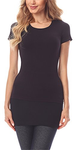 Merry Style Damen Verlängerungsgurt für Hemden T-Shirts Nierenwärmer Minirock MS10-202 (Schwarz, L)