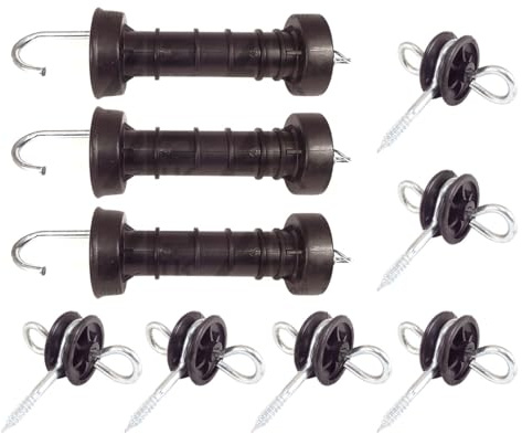 3x Electric Fence Gate Handle & 6x Insulators Kit Heavy Duty Pack Spring NEW