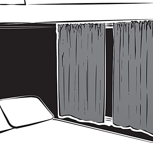 Caravan Curtains Fully Lined - 3 pencil pleat panels with Plain 100% Polyester fabric (Grey, 90 Width x 42 Drop)