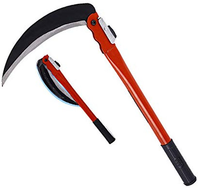 Yalatan Garten Gras Sichel Sensen Grassichel, Gartenpraktisch Langlebig Multifunktions-Grassichel aus Edelstahl mit langem Griff, 390x230mm