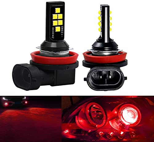 SOCAL-LED LIGHTING 2x H11 H8 Bombilla de luz antiniebla LED Advanced 3030 SMD Lámpara DRL de circulación diurna colorida brillante, rojo