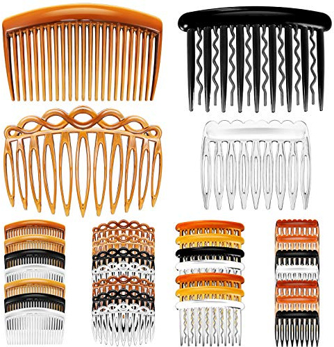 Chuangdi 32 Pieces French Hair Side Combs Set Plastic Twist Comb with Hair Clip Bridal Wedding Veil Accessories for Girls Women(9/11/17/23 Teeth)