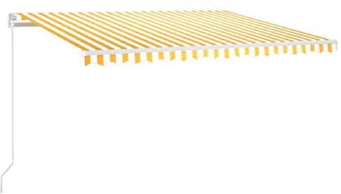 vidaXL Gelenkarmmarkise Einziehbar Markise Sonnenmarkise Balkonmarkise Sonnenschutz Sichtschutz Fenster Terrasse Garten 450x350cm Gelb Weiß
