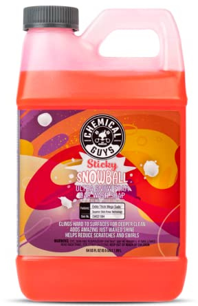 Chemical Guys CWS21564 Sticky Snowball Ultra Snow Foam Car Wash Soap (for Foam Cannons, Foam Guns or Bucket Washes) for Cars, Trucks, Motorcycles, RVs & More 64 fl oz (Half Gallon) Cherry Scent