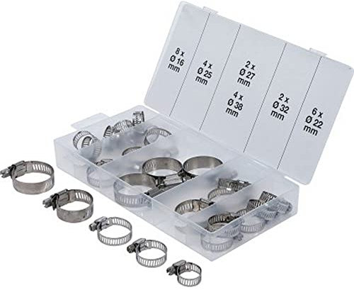Bgs Technic - ASSORTIO DE COLLARES DE DURITE DE INOX DE 10 A 38 mm