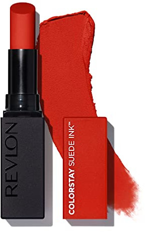 Revlon, ColorStay Suede Ink, Lippenstift, Mattes Finish, lebendige Farbe, pflegende & vegane Formel, mit Vitamin E angereichert, Nr. 014 Spit Fire 2,55 g