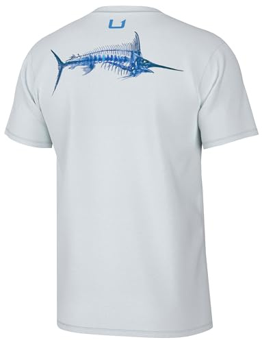 HUK Mens Fishing Graphic Tee, Performance Short Sleeve, Quick-Dry, Bill Bones - White, Small
