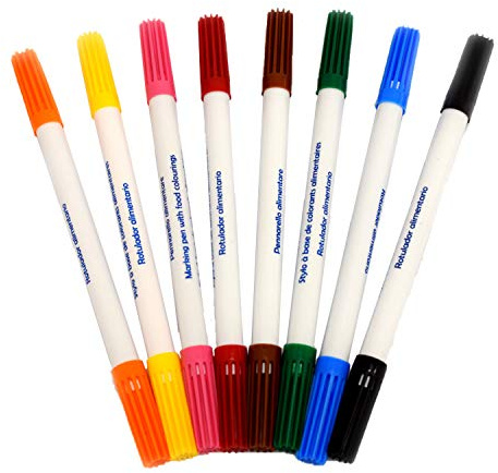 8 marqueurs alimentaires Lesepidado à double extrémité. Pour colorer et décorer biscuits, dragées, pâte à sucre, macarons, œufs durs pour Pâques. Sans goût et sans odeur