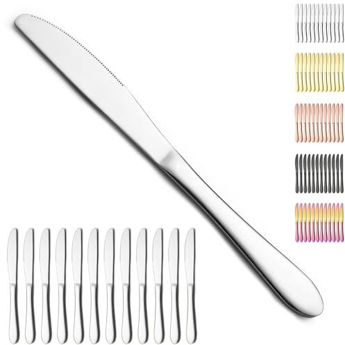 Berglander Tafelmesser-Set von 12 Stück, lebensmittelechte Edelstahl-Buttermesser Speisemesser für Zuhause, Restaurant, Hotel, spülmaschinenfest