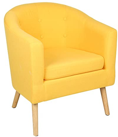 Willonin Liten paddafåtölj, uppvärmd med armstöd, vardagsrumsfåtölj för 1 person, liten, tjock vadderad soffa, skandinavisk loungestol med armstöd och ryggstöd (modell A, gul)