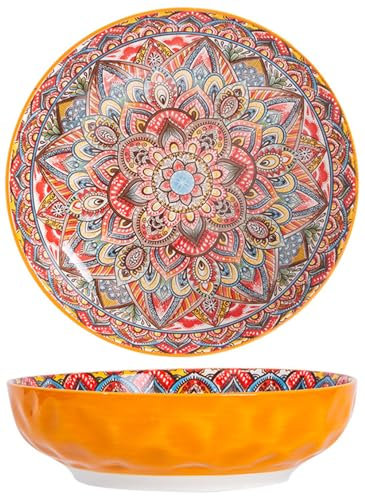 KKGUD Large Serving Bowls, 10 inches Ceramic Bowls for Pasta Noodles Salad Soup (1 Pack, Orange)