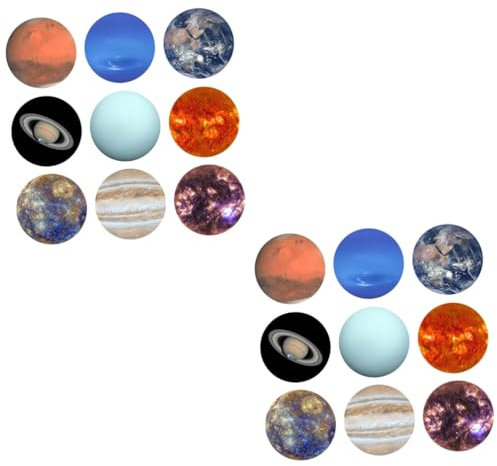 ibasenice 2sets Birthday Cake Topper Stickers Solar System Theme Fun for Dessert 9pcs*2