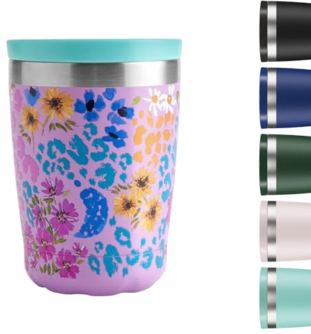 Chilly's Original Tazza da Caffè - Tazza Termica da Viaggio per Bevande Fredde e Calde - Con Coperchio - Tazza Isolata Sottovuoto a Doppia Parete - Acciaio Inox - 340ml - Leopard Blossom