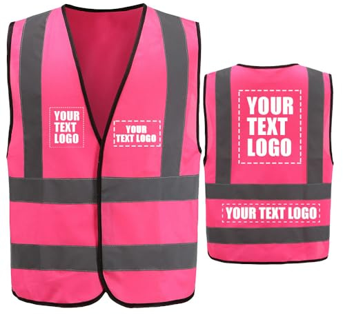 AYKRM Anpassung Logo L Hi-Vis Weste Rosa Reflektierend