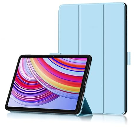 FDHYFGDY Cover per Xiaomi Redmi Pad Pro 4G/5G /POCO Pad Custodia Protettiva, Nuova Custodia in Pelle PU Custodia Protettiva Tripla con Funzione Auto Sleep/Wake -Blu