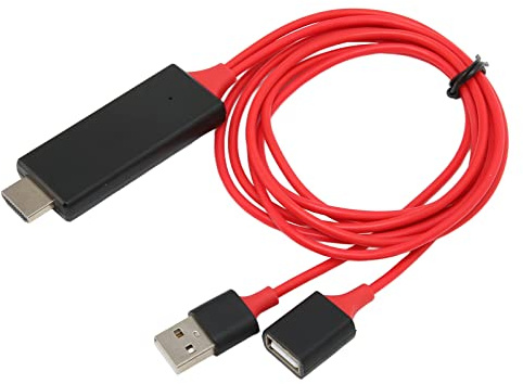 KIMISS Adattatoreaschio Usb Femmina ミラーリング ケーブル Adattatore Cavo HDTV 1080P HD per TV Monitor Proiettore, Connettore Schermo Sincronizzazione AV Digitale, Materiale TPU, Colore (rosso)