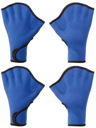 PATIKIL Guanti da Nuoto, 2 Coppie Guanti Nuoto Palmati Fitness Acquatico Resistenza all'Acqua Palette da Nuoto per Uomo Donna Acquagym, M, Blu Scuro/Nero