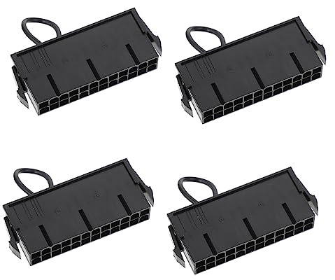 ATX Netzteil Starter 24 Pin Abs 4 Stück für Mainboard | 20 Pin Anschluss, Schwarz, Jumperbrücke, für Stromversorgung und Laufwerke, Ersatzteil