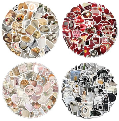 FULHANY 226-Teilige Packung Aesthetic Sticker - Sticker Vintage - Stickers Aesthetic - GroßE Menge,Starker Kleber,Geeignet zum Dekorieren von Laptops,Sammelalben,Skateboards,HandyhüLlen