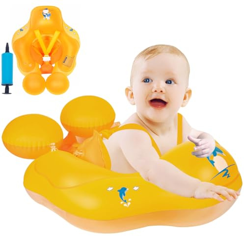 Galleggiante gonfiabile per bambini, 0-6 mesi, con seggiolino di sicurezza, 6-12 mesi, galleggiante da nuoto per neonati con anello di nuoto per bambini da 6 a 12 a 36 mesi