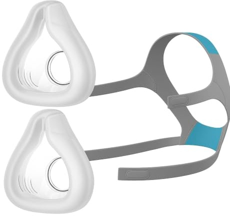 Replacement Cushions (Pack of 2) and a Headgear for ResMed AirFit F20 – Soft Silicone Seal, Adjustable Headgear Straps – Compatible with ResMed Airfit F20 Mask (Medium)