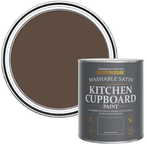 Rust-Oleum Scrubbable Kitchen Wood, Cupboard and Cabinet Paint in Satin Finish - Coffee Bean 750ml