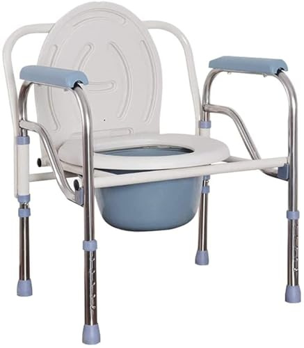 Faltbarer Nachttisch-Toilettenstuhl – extra breiter Toilettensitz mit Griffen, verstellbare, rutschfeste Beinpolster für die Pflege von älteren Menschen und Erwachsenen