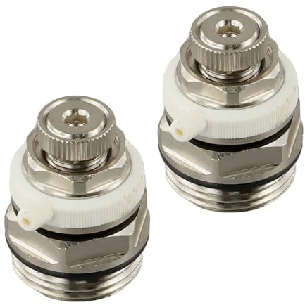 Automatisches Entlüftungsventil 3/10.2 cm Messing Entlüftung für Heizkörper, Boiler & Fußbodenheizung mit Absperrkappe, Silber + Weiß (2 Pack)