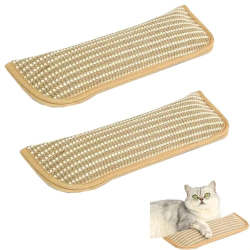 Lot de 2 oreillers d'herbe à chat en sisal naturel durable avec noyau infusé d'herbe à chat, jouet à mâcher pour nettoyer les dents pour chats d'intérieur, soulagement du stress et entraînement aux
