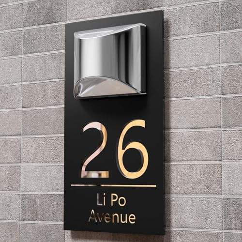 Plaque De Numéro De Maison Solaire Personnalisée Avec Éclairage LED, Plaques D'adresse Extérieures Personnalisées, Plaque De Porte Moderne Résistante Aux Intempéries, Marqueur D'adresse Lumineux
