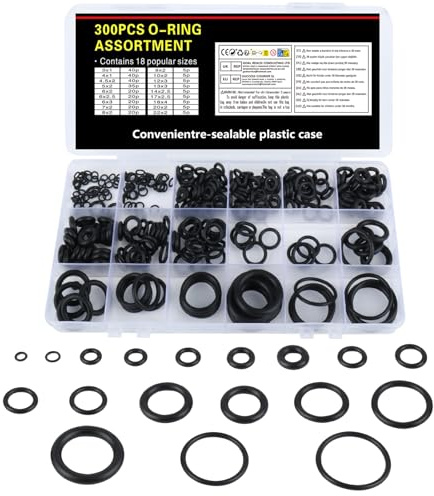 LiangSanXin 300 Pcs Rubber O Rings Assorted Seal Kit, 18 Sizes