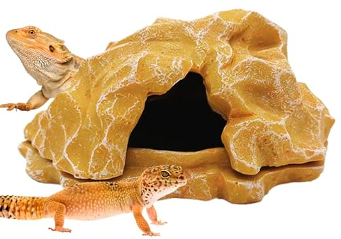 Cueva Escondite Para Reptiles – Pequeña Roca Simulada Decoración De Acuario & Refugio | Casa Para Lagartos, Serpientes, Pitones Bola, Geckos, Tortugas | Accesorio De Paisaje Ṕara Acuario & Terrario Ďe
