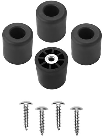 BUDWIG - 4 Large Black Round Cylinder #1 Rubber Feet Bumper w/Metal Insert & Screws – 1.375 H x 1.375 W - Heavy Duty/Non Marking - Perfect for Furniture, Tables, Chairs, Desks, Sofas - Made in USA
