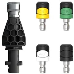 AVA Pressure Washer Nozzle Kit, Kärcher Compatible, ¼ Inch Connect, 15°, 25°, 40°, 60° Spray Angles, Titanium Rubber Tips, 110-145 bar, Black