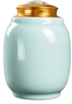 LYGSWDB Sockerburk Creative Ceramic Bulk Te Förvaringsbehållare Burk Dubbellagers plåtlock förseglad tom set Enkel tebehållare(D)