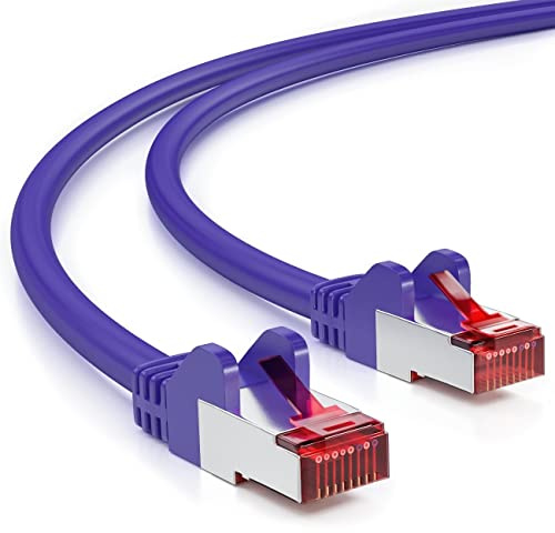 deleyCON 0,5m Cat6 Netzwerkkabel RJ45 Gigabit 1000 Mbit - Violett/Lila | kurze 50cm, Kupfer, S/FTP, halogenfrei, Patchkabel, Ethernet LAN Cable, für DSL, Internet, WLAN, Switch, Router, Modem