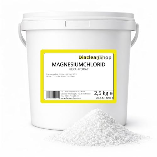 DIACLEANSHOP Magnesiumchlorid Hexahydrat 2,5kg Pharmaqualität E511 | Ideal für Magnesiumöl Magnesiumspray Fußbad Vollbad Aquaristik