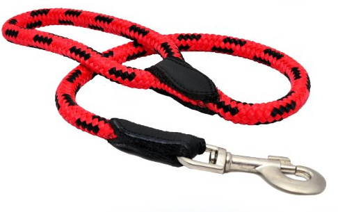 ZOOLESZCZ Short Strong Rope Dog Lead 27 Long, 12mm/70cm, Red/Black