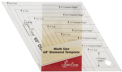 Sew Easy Diamant-Steppschablone – 2,5–11,4 cm Quilt- & Patchwork-Lineal für Applikationsnähen, transparentes Acryl, rutschfest