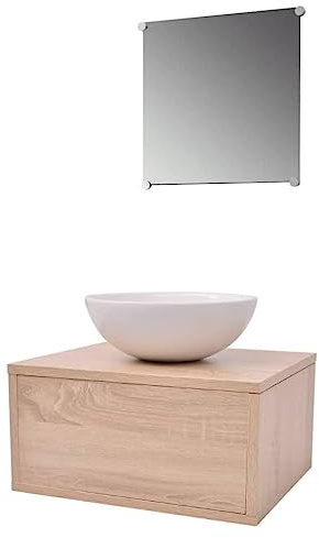 vidaXL Mobili da Bagno con Lavabo Set 3 pz Beige