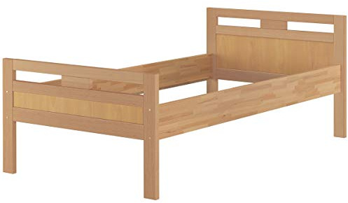 Erst-Holz®Massivholzbett Seniorenbett Buche Natur 90x200 Einzelbett Hohes Bett Komforthöhe 60.74-09 oR