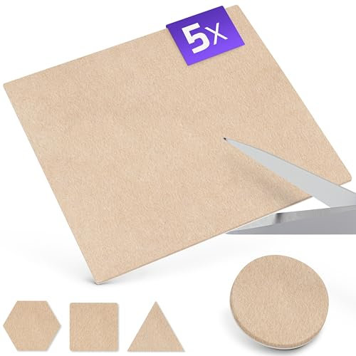 Filzada® Set di Feltrini autoadesivi (5x 200x200 mm + 64 Ø 20 mm) - Beige - Feltro per mobili professionali con adesione ideale