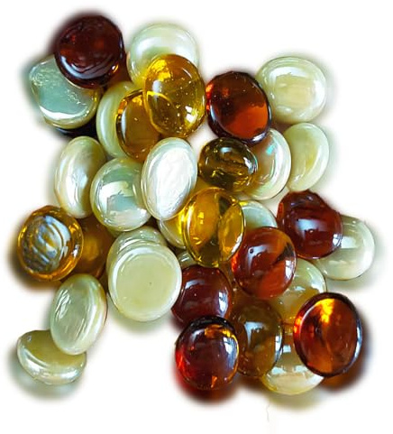 30 Billes Plates Mélange Doré - Bille Verre 18 mm