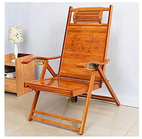 DUNAKE 3 In1 Deck Chair,Klappliegestuhl Holz Mit Armlehne,Liegestuhl Sonnenliege Relaxliege,ergonomische Atmungsaktive Gartenstuhl,Für Strand Terrasse Camping Outdoor Tragbare Liegestühle (Color : A)
