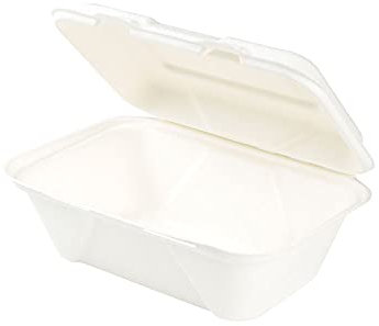 BIOZOYG Box per hamburger con coperchio ribaltabile I 50 contenitori da merenda compostabili in bagassa biodegradabile I Vaschetta per patatine quadrata I 50 lunchbox da asporto 18x13,6x5,9cm